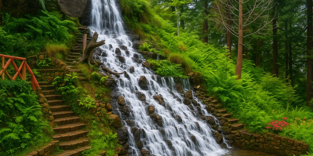 a waterfall in Mussoorie Company Garden