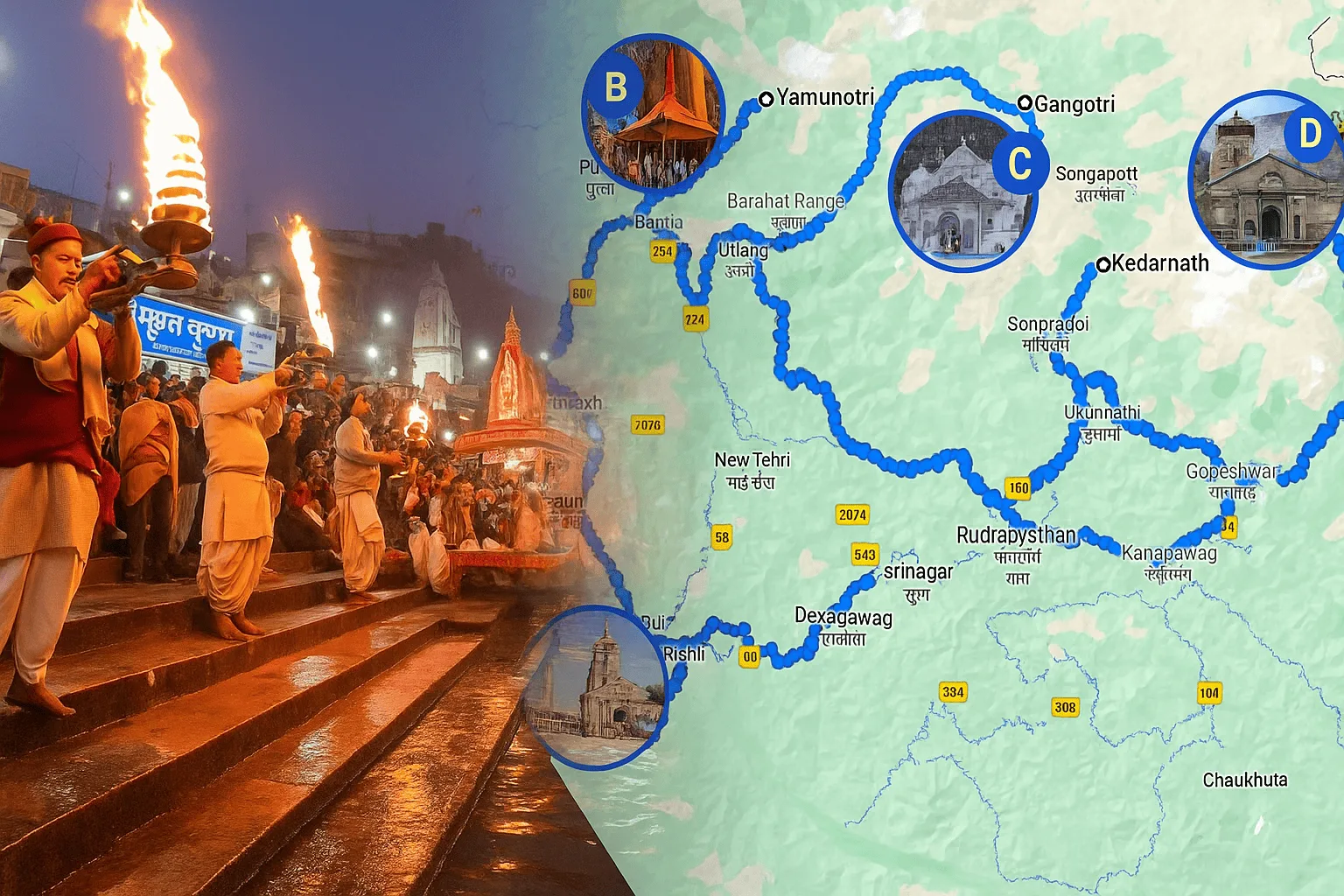 Char Dham Yatra Route from Haridwar