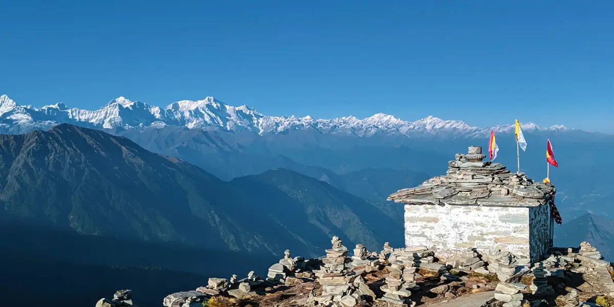 Chandrashila summit overlooking Himalayan peaks