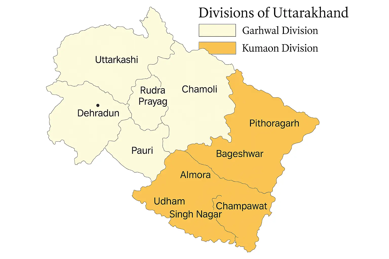 Map of Uttarakhand
