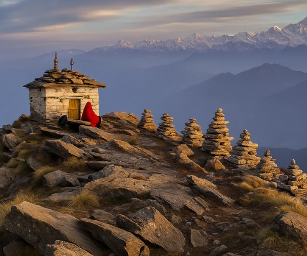 Helicopter above a Himalayan mountain valley